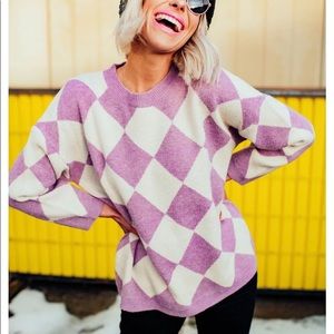 Dressed in LaLa - Pink & white checked sweater